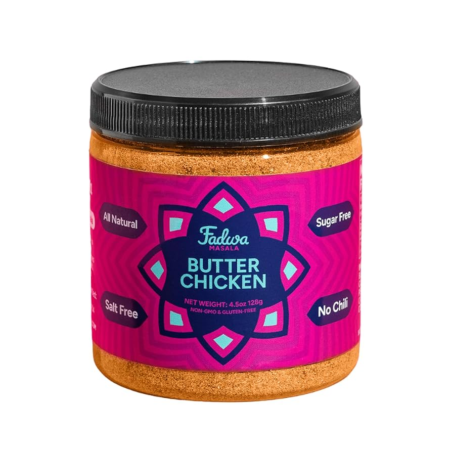 Jar of Butter Chicken seasoning blend, a ready-to-use spice mix for making rich, creamy, restaurant-style butter chicken at home.