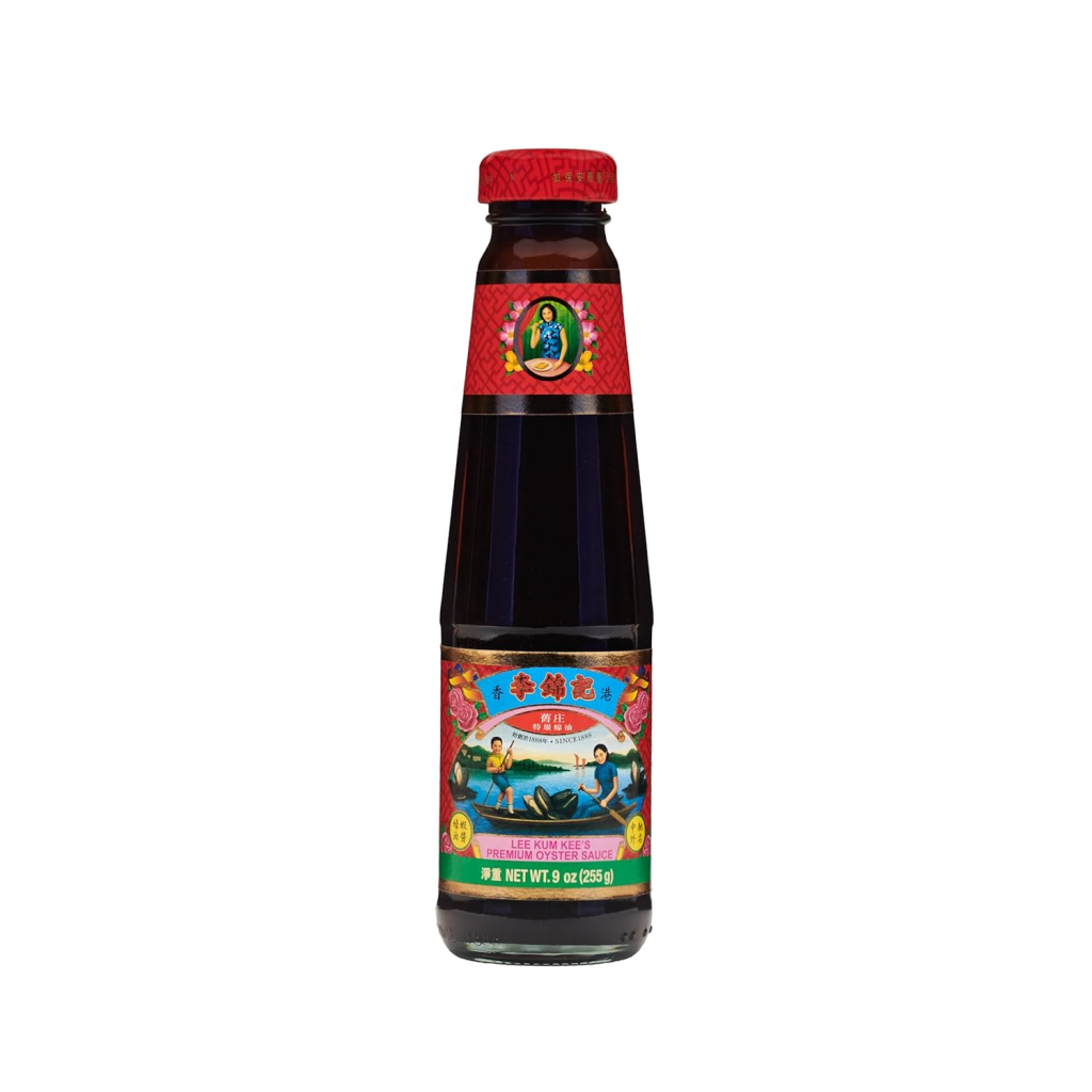 Bottle of premium oyster sauce used to add rich umami flavor to stir-fries, marinades, noodles, and Asian-inspired dishes.