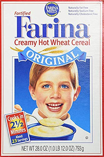 Box of Original Cream of Wheat Farina, a hot wheat cereal commonly served as a warm breakfast.