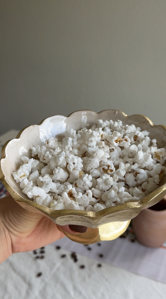 Bowl of popcorn served during a traditional Ethiopian coffee ceremony.